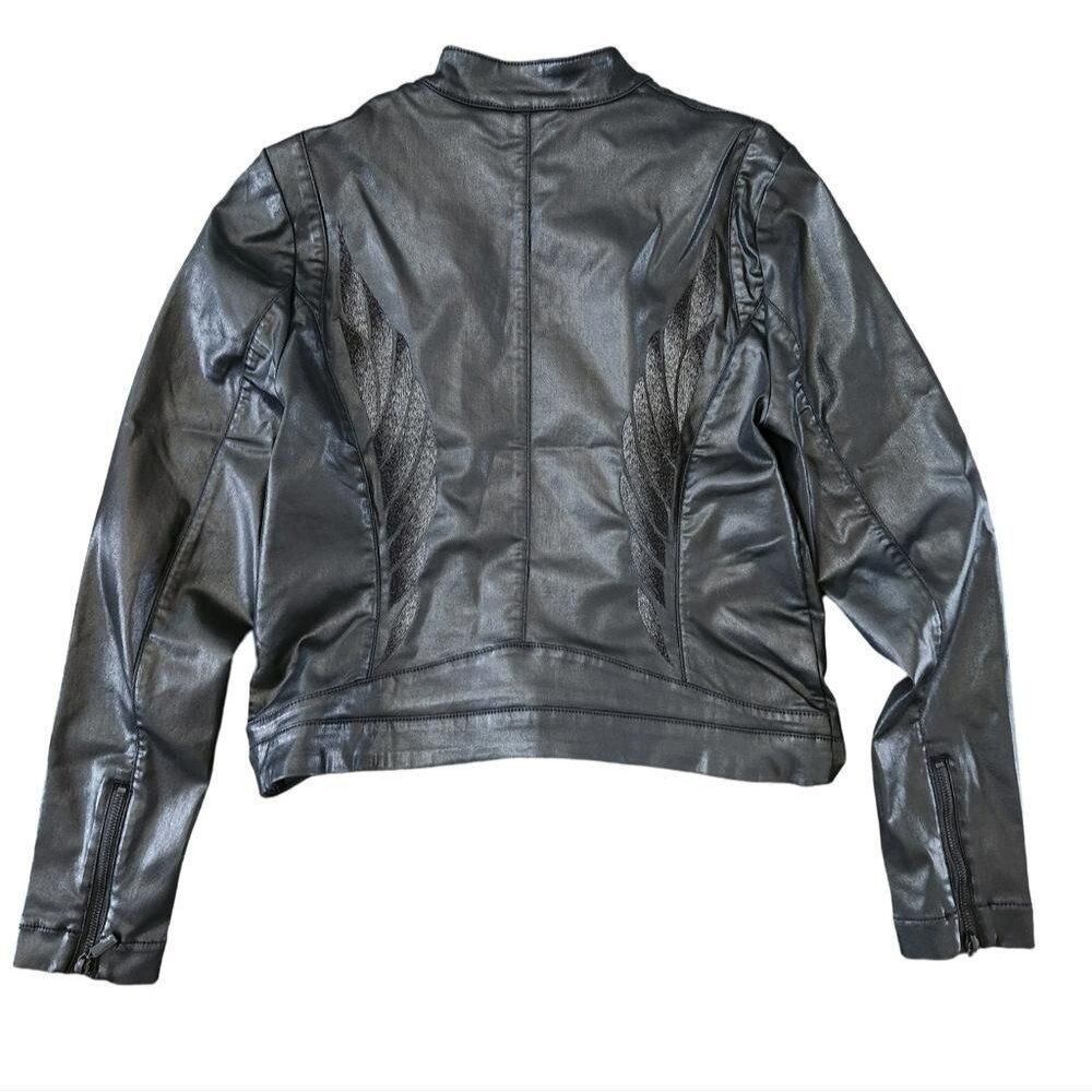 Harley-Davidson Women's Angel Wing Embroidered Moto Jacket Black Size M - Picture 2 of 9